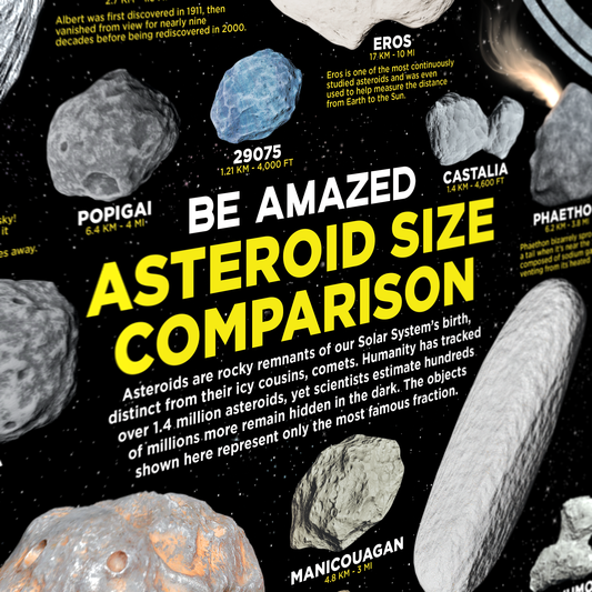 Asteroid Size Comparison Poster